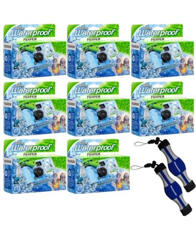 Fujifilm 8x QuickSnap 800 Waterproof 35mm Disposable Camera, Bundle w/Strap