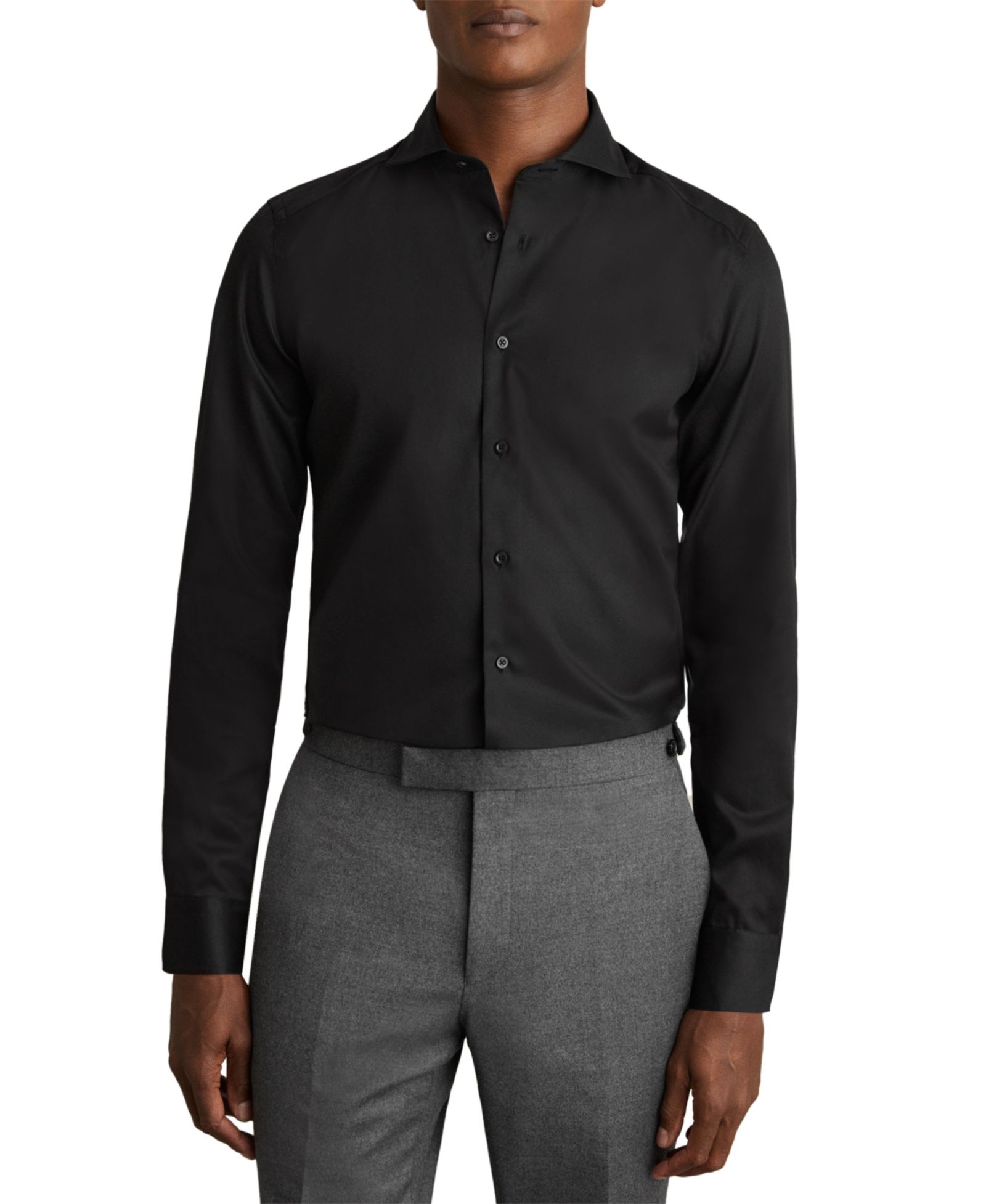 REISS Men's Storm Slim Fit Two Fold Cotton Shirt