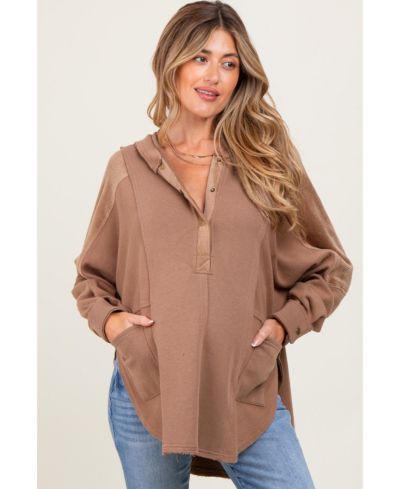 Pinkblush Women's Mocha Corduroy Contrast Oversized Hoodie