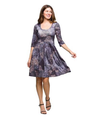 24seven Comfort Apparel Женское платье Fit and Flare с рукавом 3/4