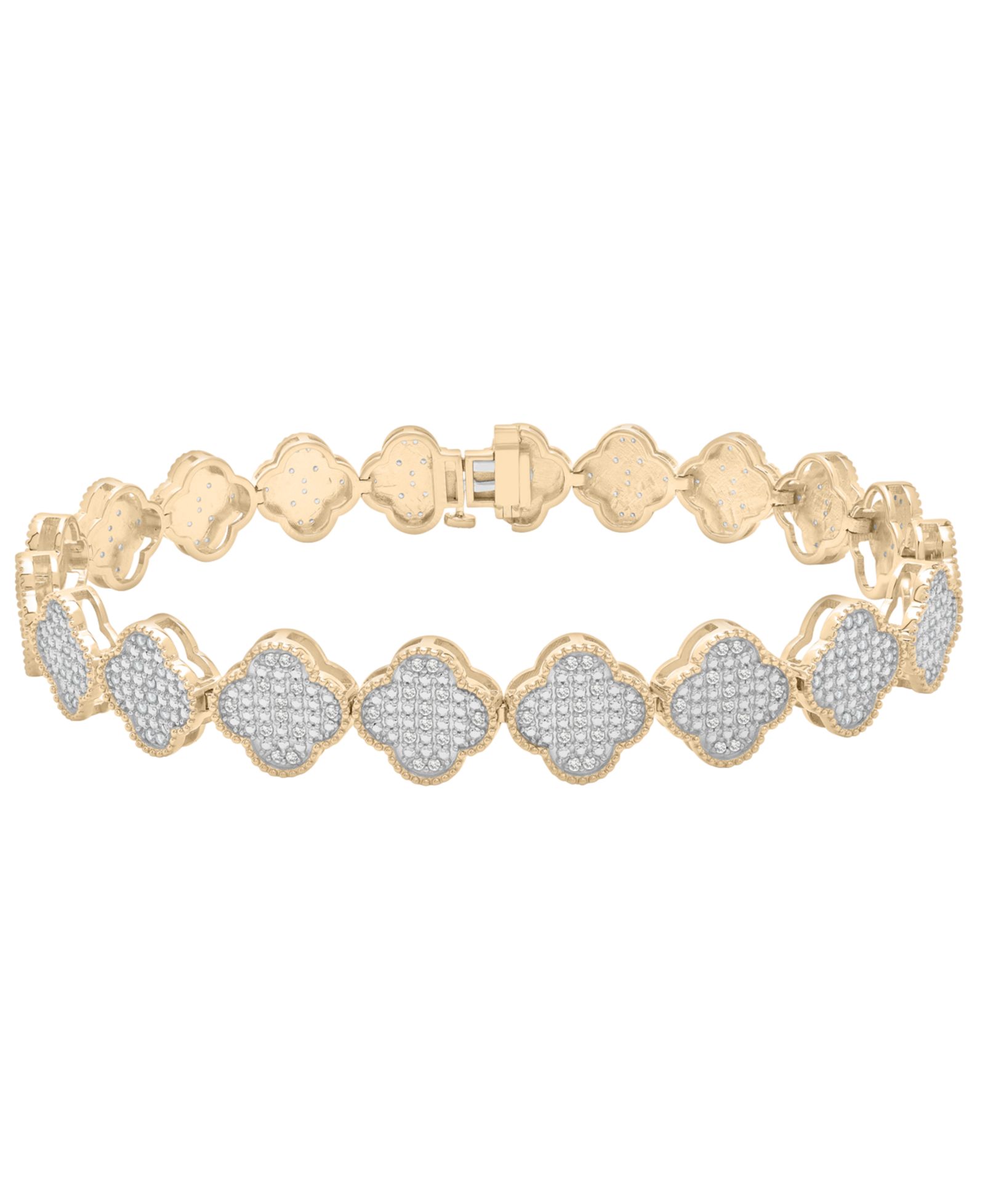 Браслет Macy's Clover Diamond (1 ct. t.w.) в 14k позолоченном стерлинговом серебре