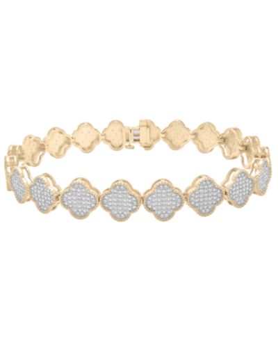Macy's Clover Diamond Bracelet (1 ct. t.w.) in 14k Gold Plated Over Sterling Silver