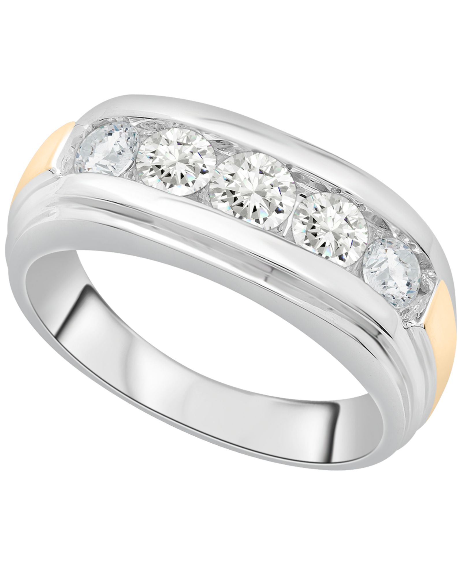 Мужское кольцо с бриллиантом (1 ct. t.w.) Five-Stone Band в 10k двухцветном золоте