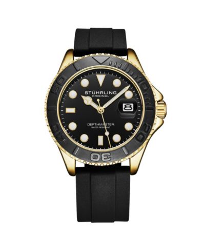 Stuhrling Depth master 4072 Men s Quartz Diver Watch, Silicone Strap, Date, Water Resistant