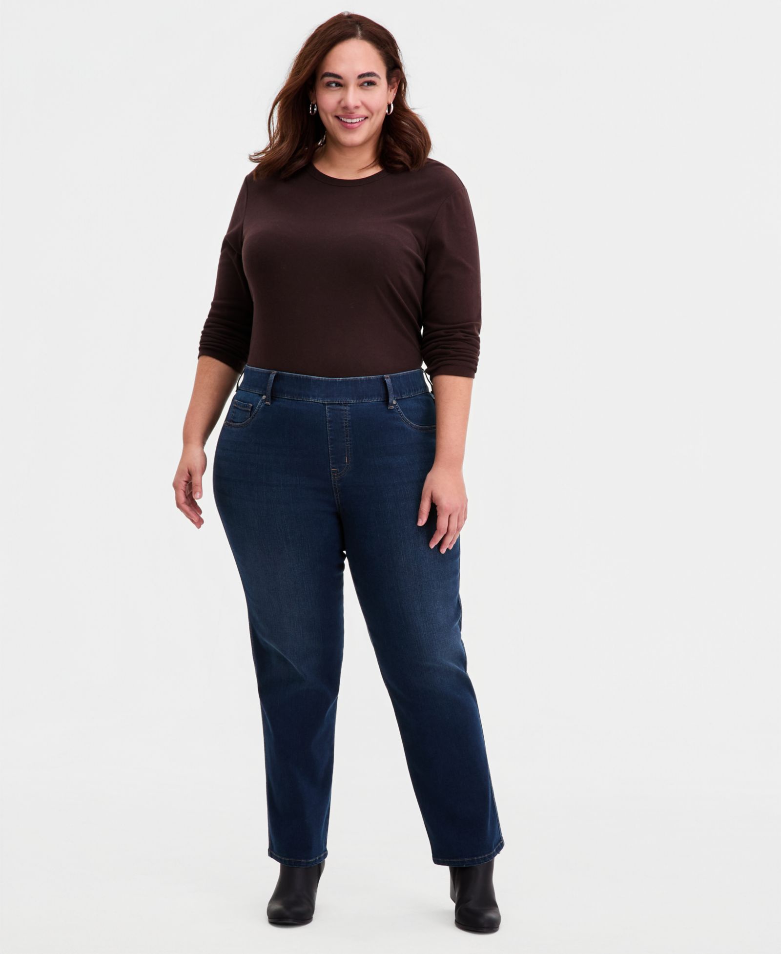 Style & Co Plus Size Shaping Pull-On Straight Jeans, Macy's Exclusive