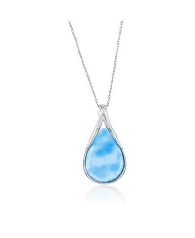 Sterling , Pearshaped Larimar Necklace