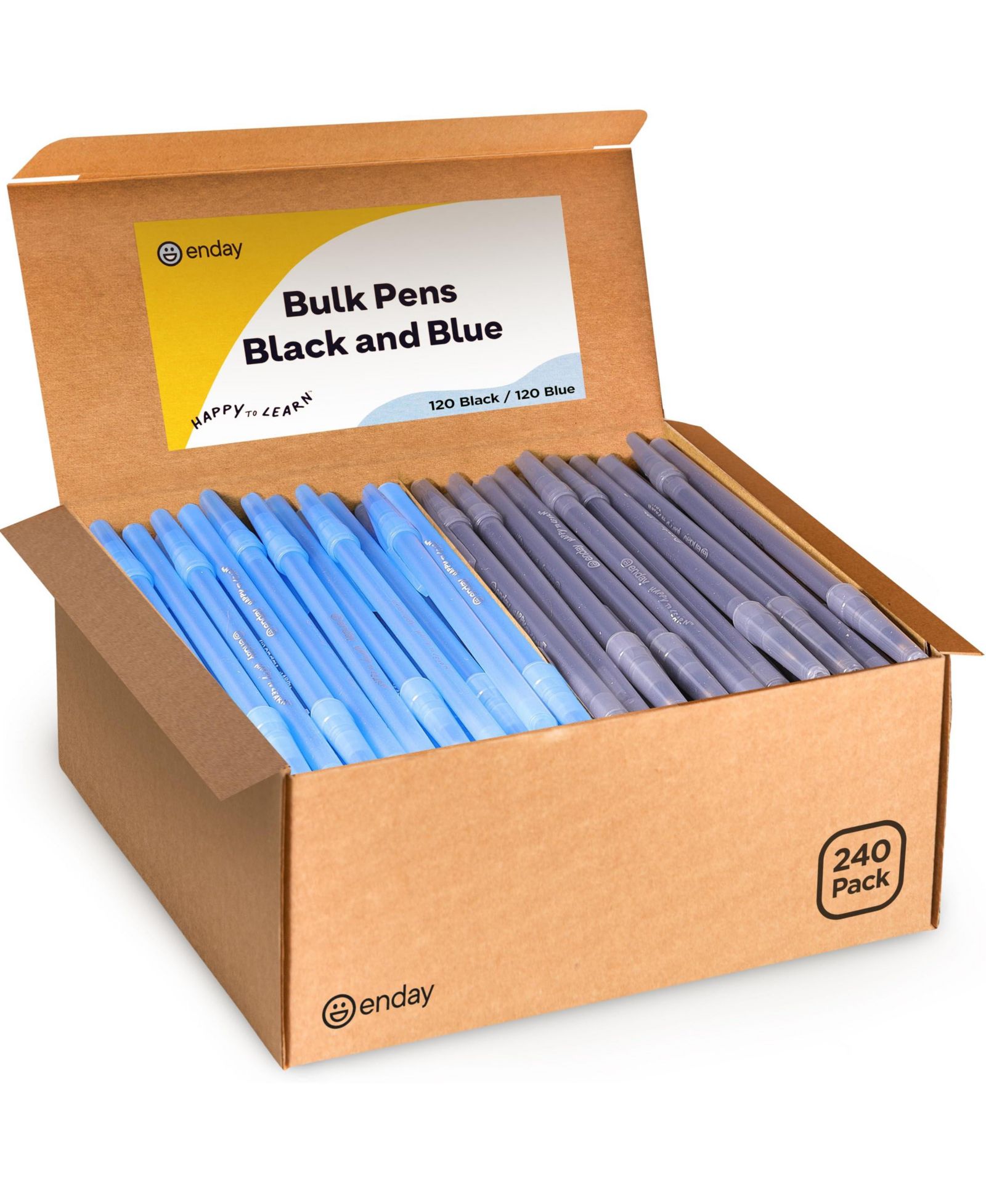 Enday Pens Bulk Black Pens Blue Pens Ballpoint, Medium Point (1.0mm), Flexible Round Barrel 400 Count, 200 Black ink Pens & 200 Blue Ink Pens