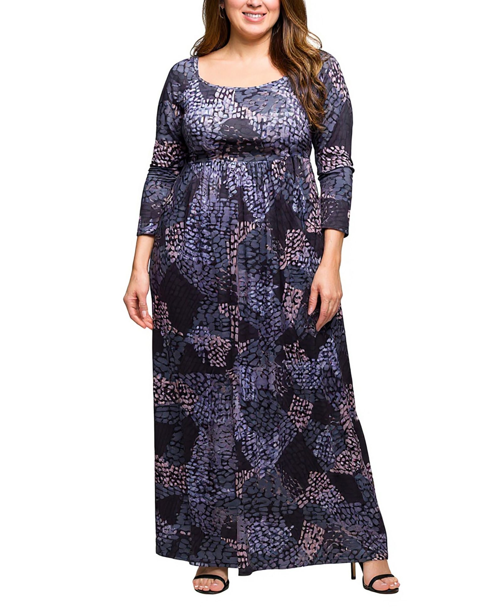 Женское платье макси 24seven Comfort Apparel с длинным рукавом и завышенной талией, Plus Size