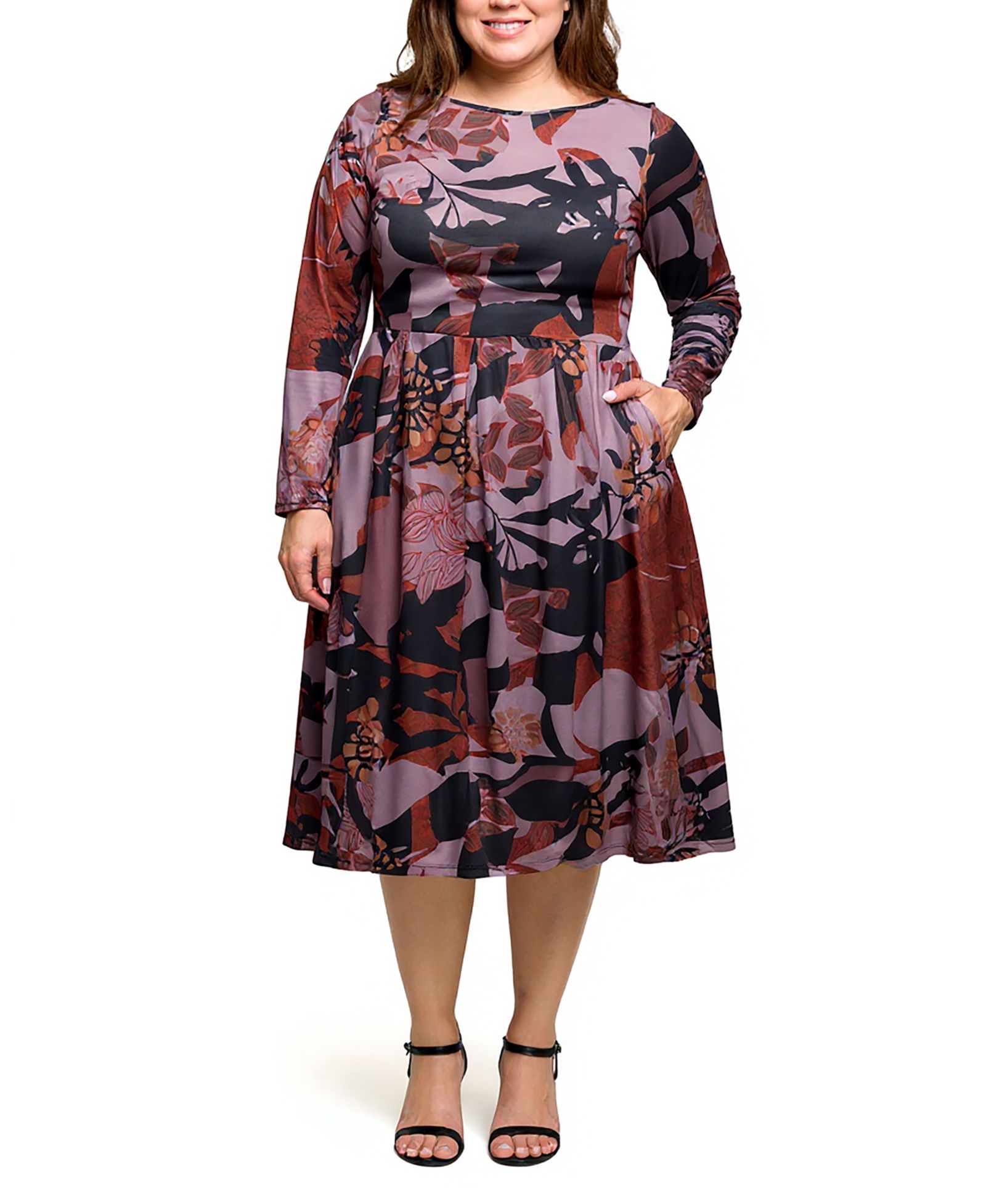 Женское платье 24seven Comfort Apparel Plus Size Long Sleeve Midi