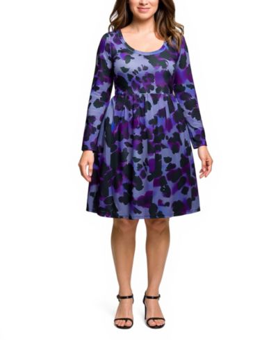 24seven Comfort Apparel Женский платье Empire Waist с длинным рукавом Plus Size