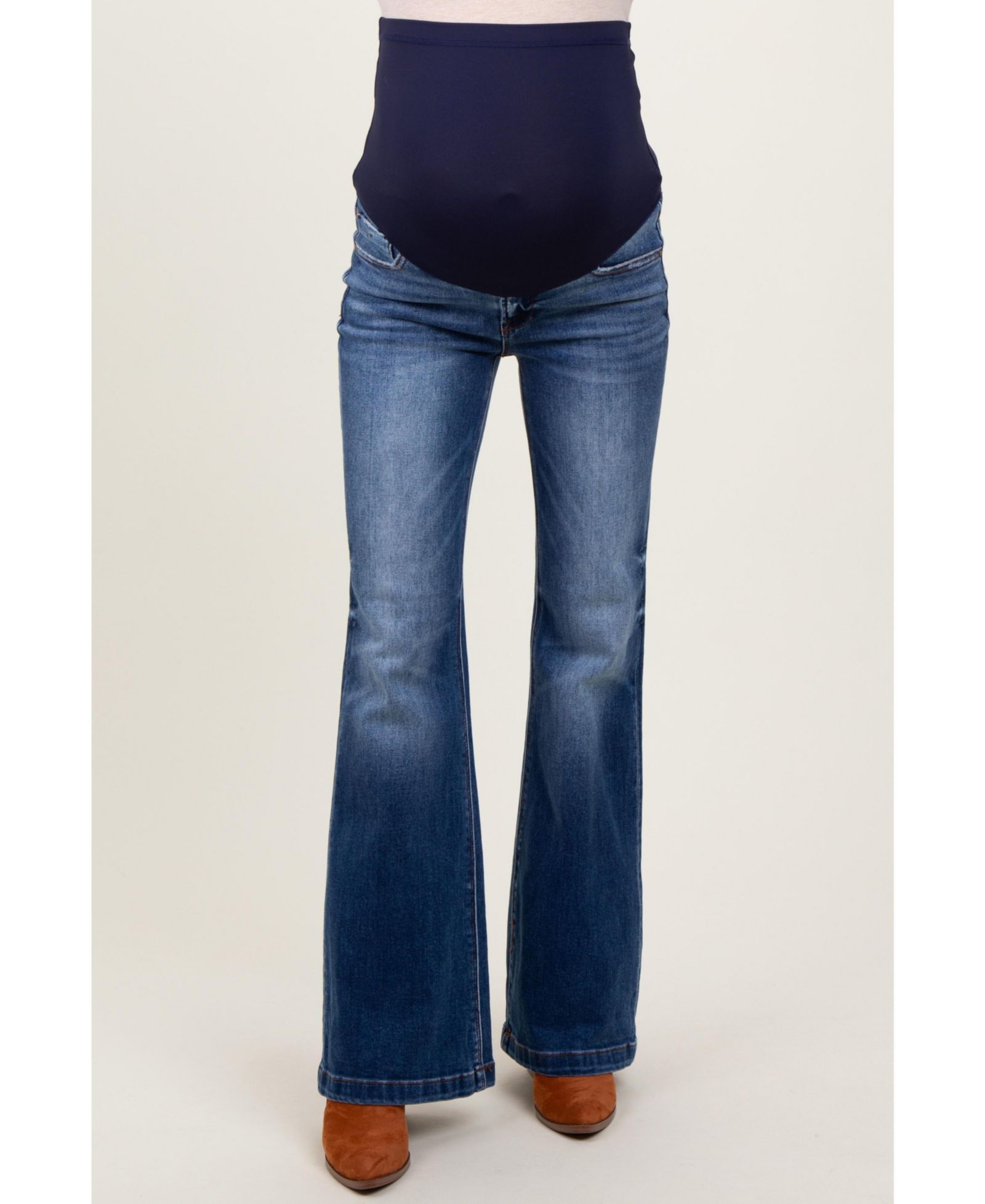 Pinkblush Women's Navy Blue Washed Flare Jeans