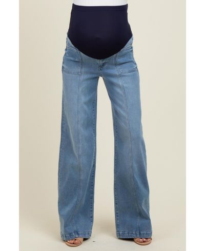 Pinkblush Women's Blue Front Seam Super Wide Leg Jeans