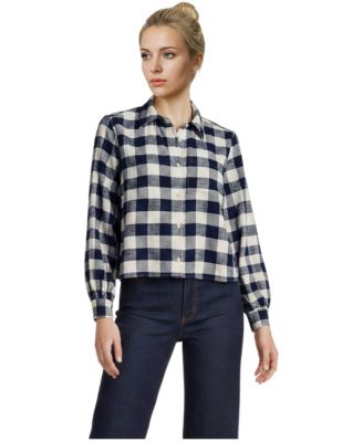 Lands' End Women's Cropped Flannel Shirt