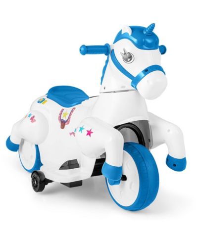 Costway 12V Kids Ride on Unicorn Toy with Training Wheels Music One-button