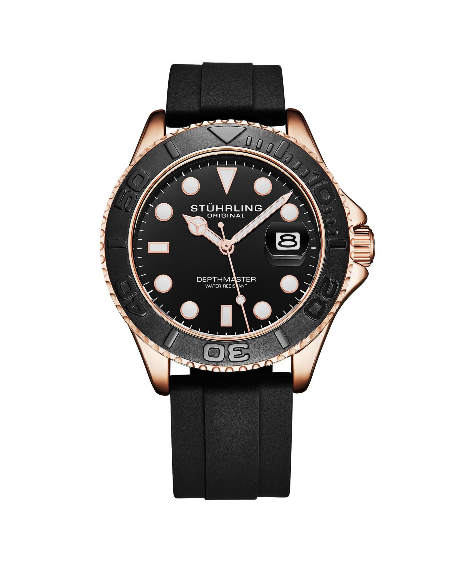 Мужские кварцевые часы Stuhrling Depthmaster 4072, Rose Gold-Tone, 100M