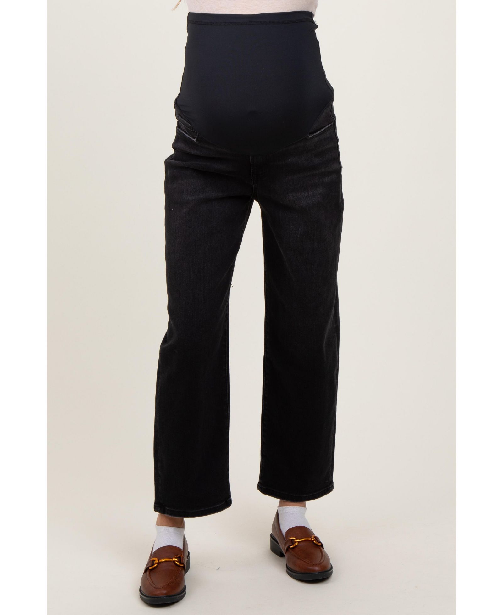 Pinkblush Women's Black Cropped Wide Leg Jeans