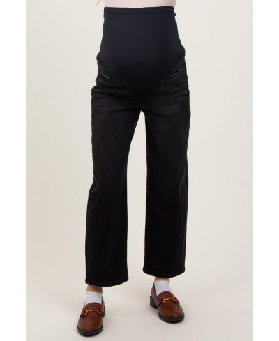 Pinkblush Women's Black Cropped Wide Leg Jeans