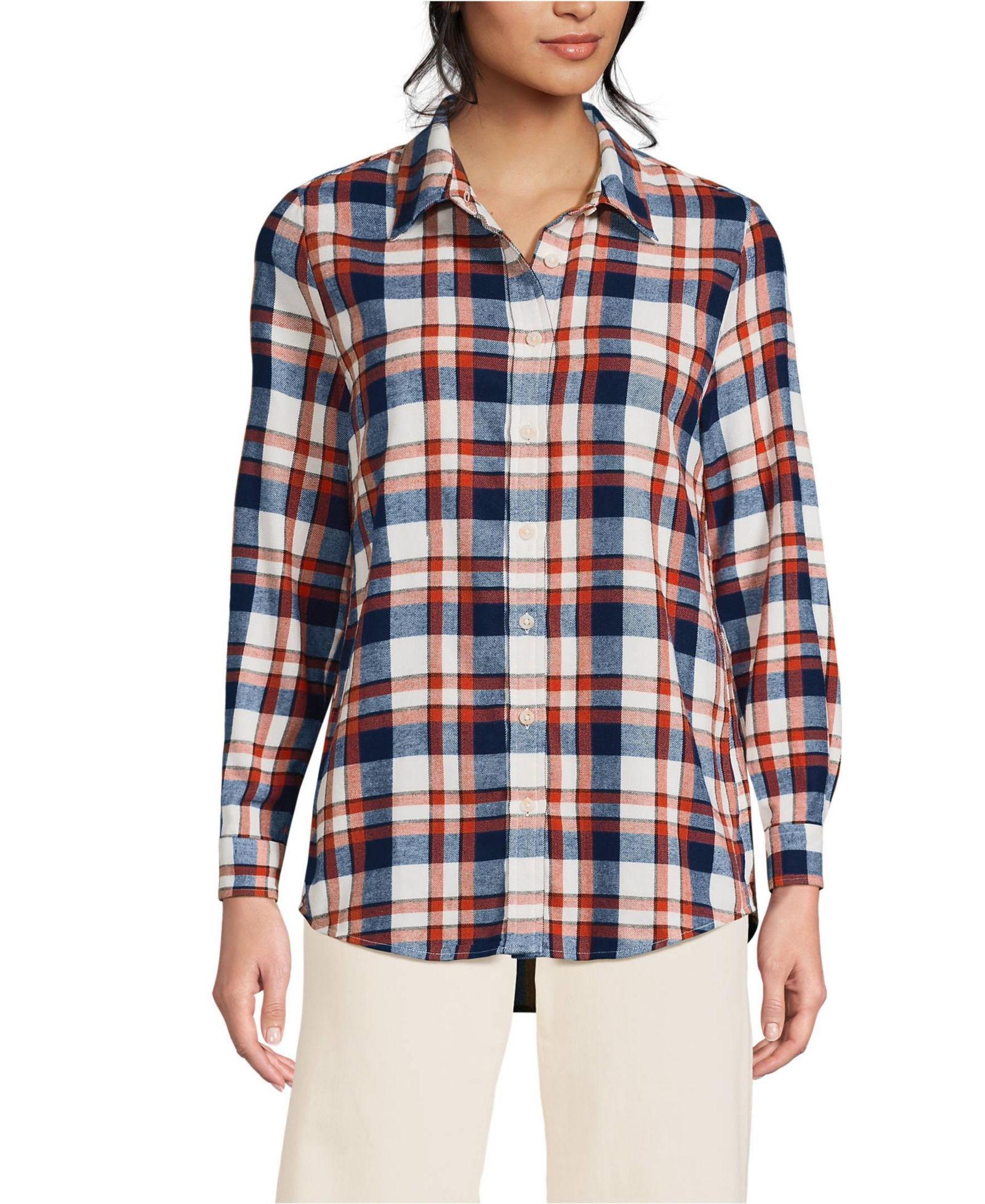 Мужская фланелевая рубашка Lands' End Boyfriend Long Sleeve