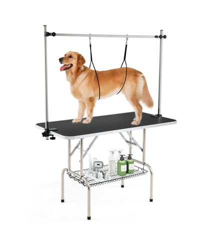 Ecooso Foldable Dog Grooming Table with Height Adjustable Arms