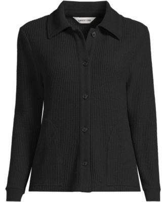 Lands' End Женский шакет с длинным рукавом из ткани waffle