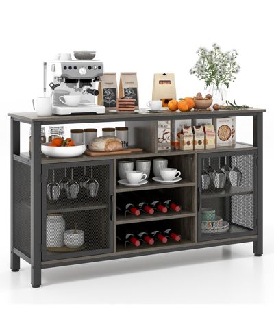 Volenca 55-Inch Buffet Sideboard with 8-Bottle Wine Racks and Wine Glass Holders