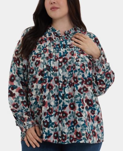 Женский топ NYDJ Plus Size Pleated Peasant Long Sleeve