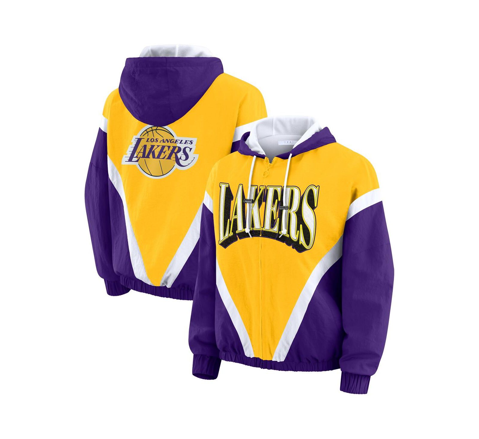 WEAR by Erin Andrews Women's Gold/Purple Los Angeles Lakers Color Block Full-Zip Windbreaker Jacket