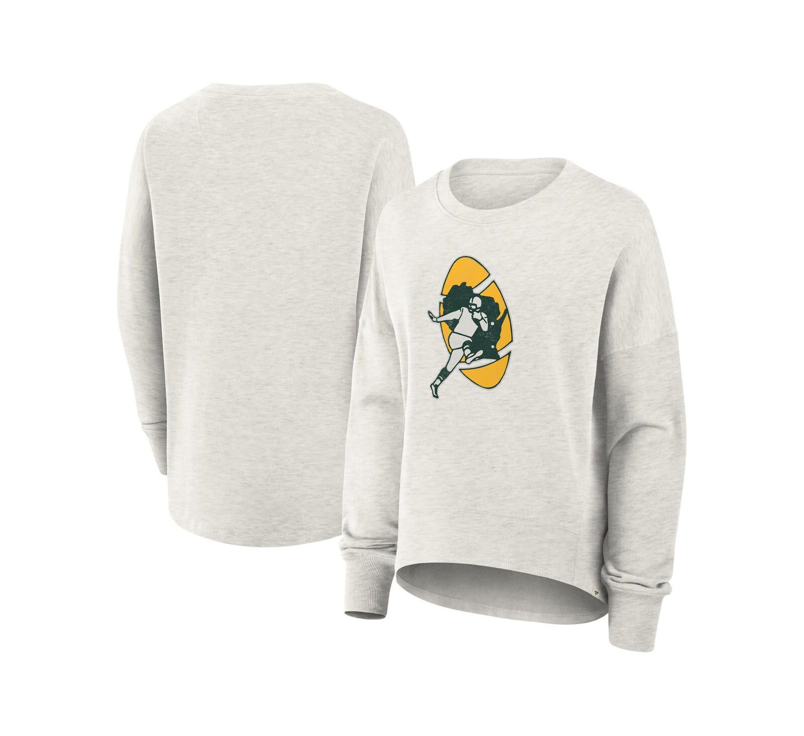 Fanatics Women's Heather Gray Green Bay Packers Oversized Hometown Pullover Sweatshirt