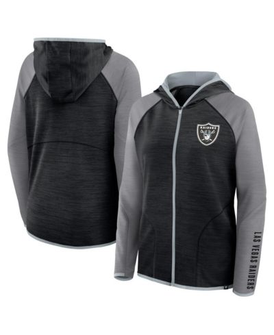 Fanatics Women's Black/Gray Las Vegas Raiders Redzone End Around Pass Raglan Full-Zip Hoodie
