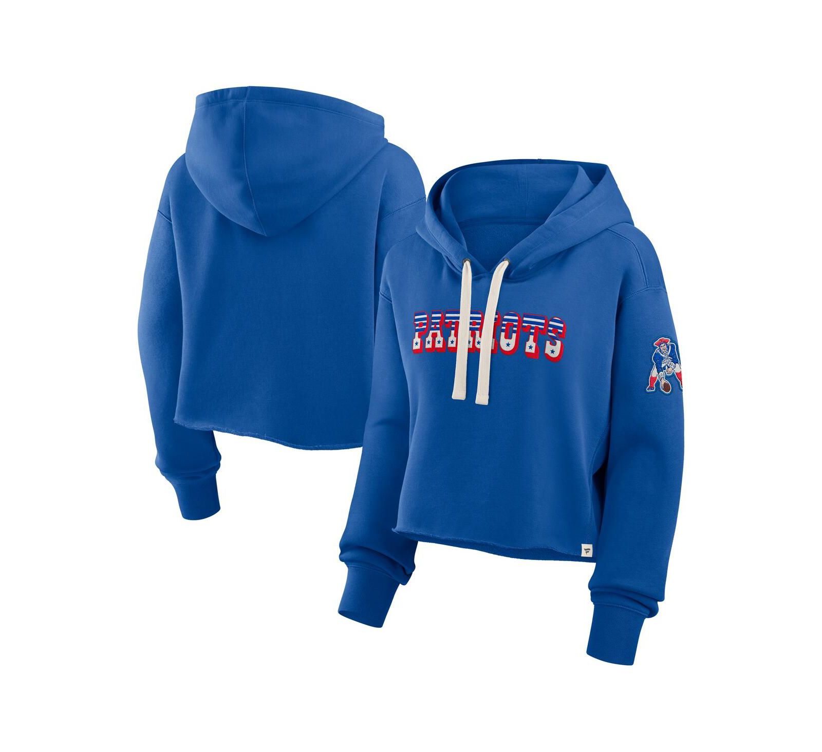 Женское укороченное худи Fanatics Women's Royal New England Patriots Oversized Hometown Heritage Cropped Hoodie