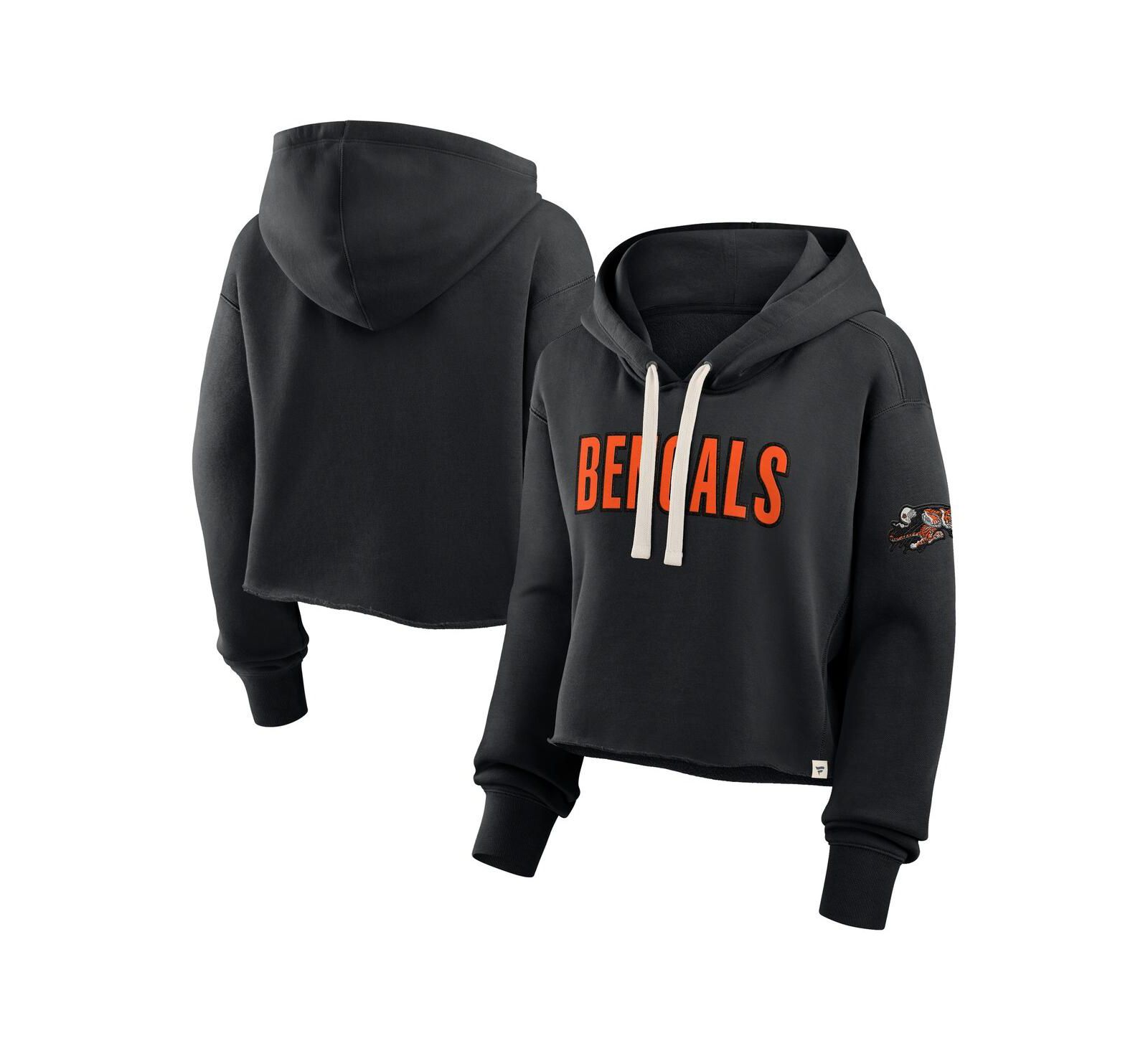 Женская укороченная толстовка Fanatics Cincinnati Bengals Oversized Hometown Heritage Cropped Hoodie, черный цвет