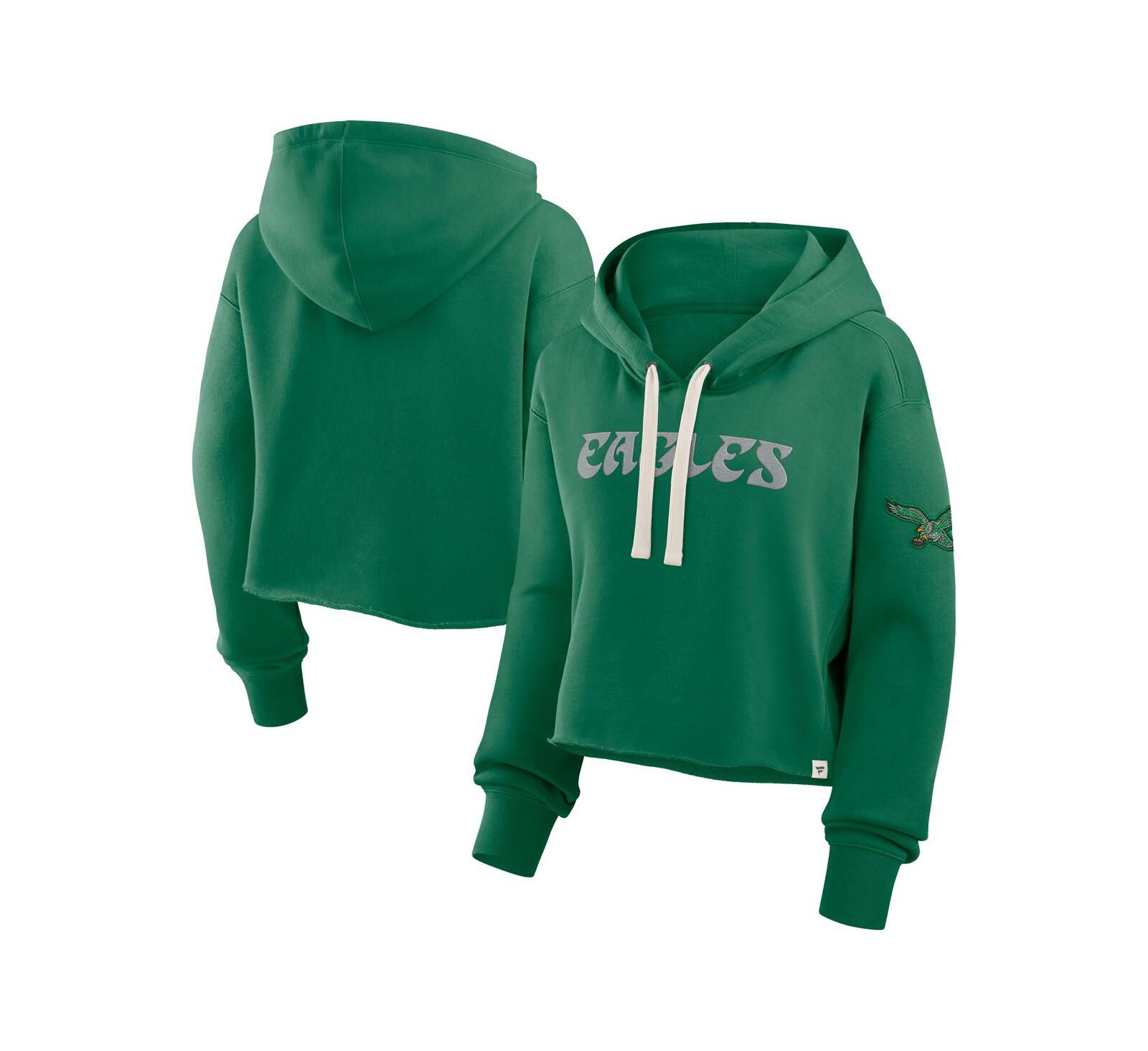 Женский укороченный худи Fanatics Kelly Green Philadelphia Eagles Oversized Hometown Heritage Cropped