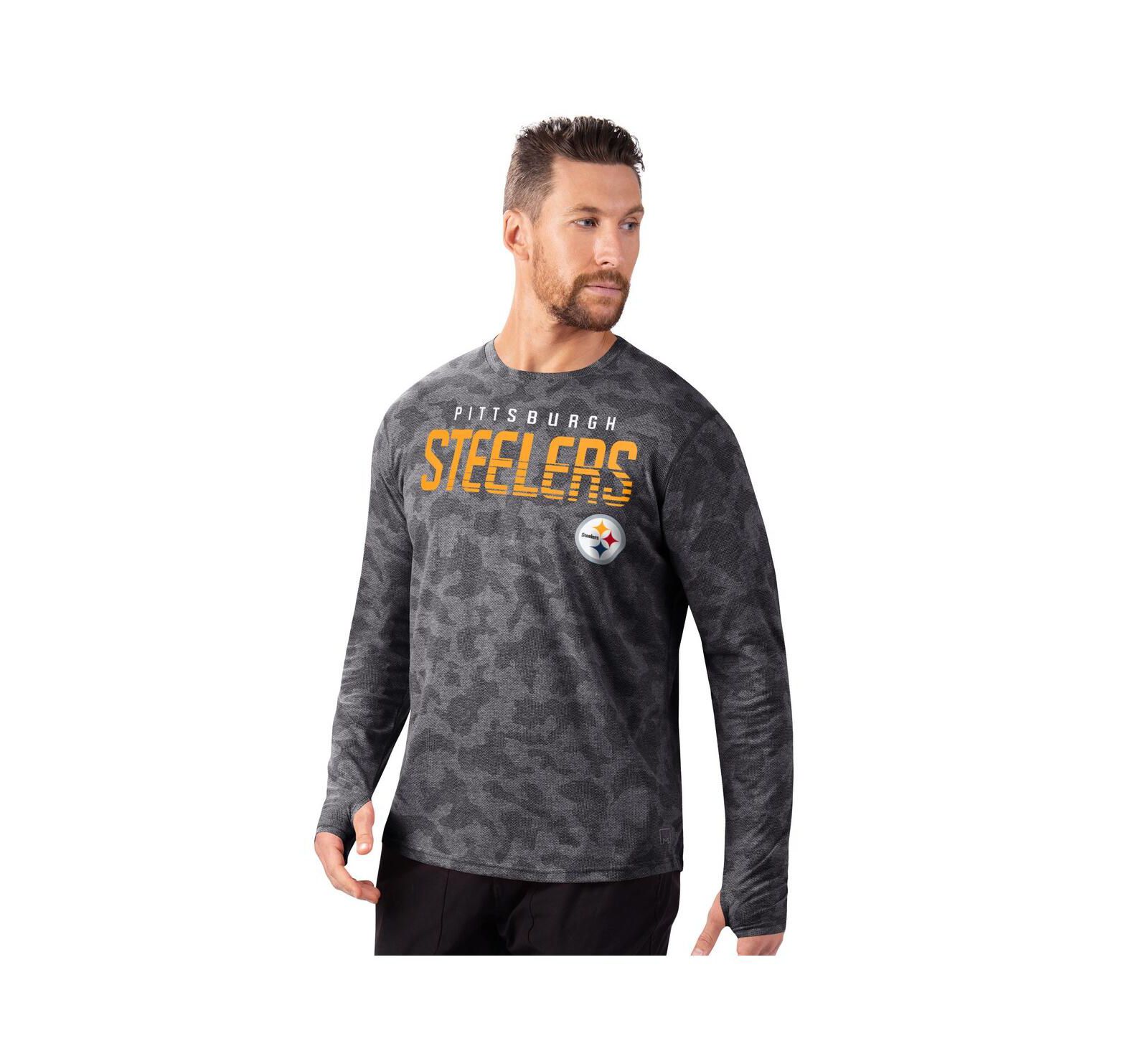 MSX by Michael Strahan Men's Black Pittsburgh Steelers Performance Camo Long Sleeve T-Shirt