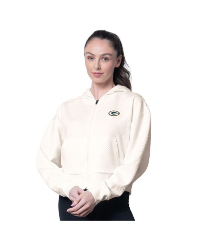 Женское худи MSX by Michael Strahan Cream Green Bay Packers Eleanor Full-Zip