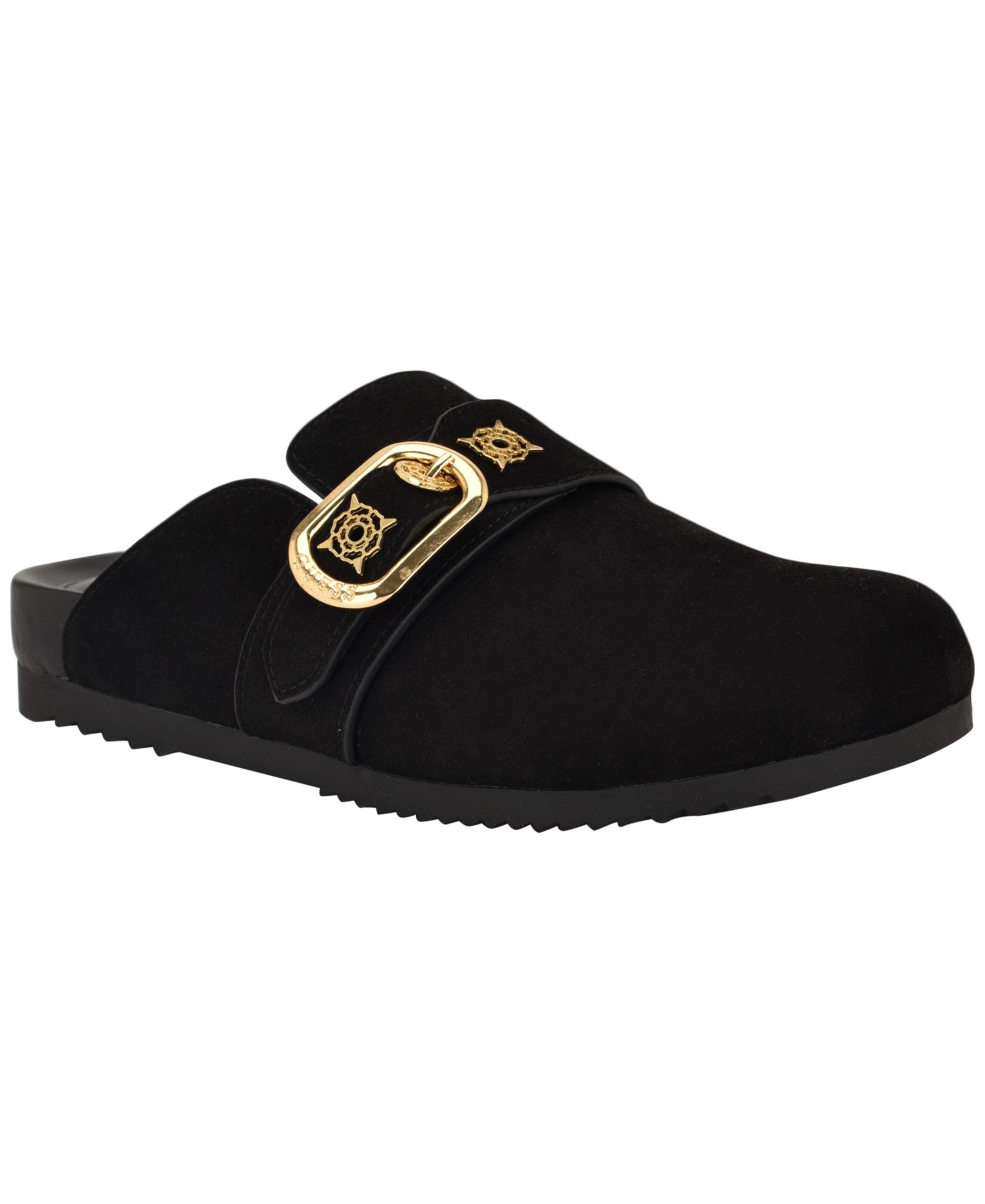 GUESS Womens Galavanta Buckle Slip-On Flat Clogs