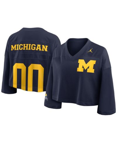Jordan Women's Navy Michigan Wolverines Cropped Mesh Dri-FIT Fashion Jersey