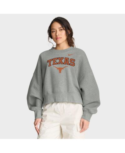 Nike Women's Heather Gray Texas Longhorns Oversized Phoenix Arch Pullover Sweatshirt