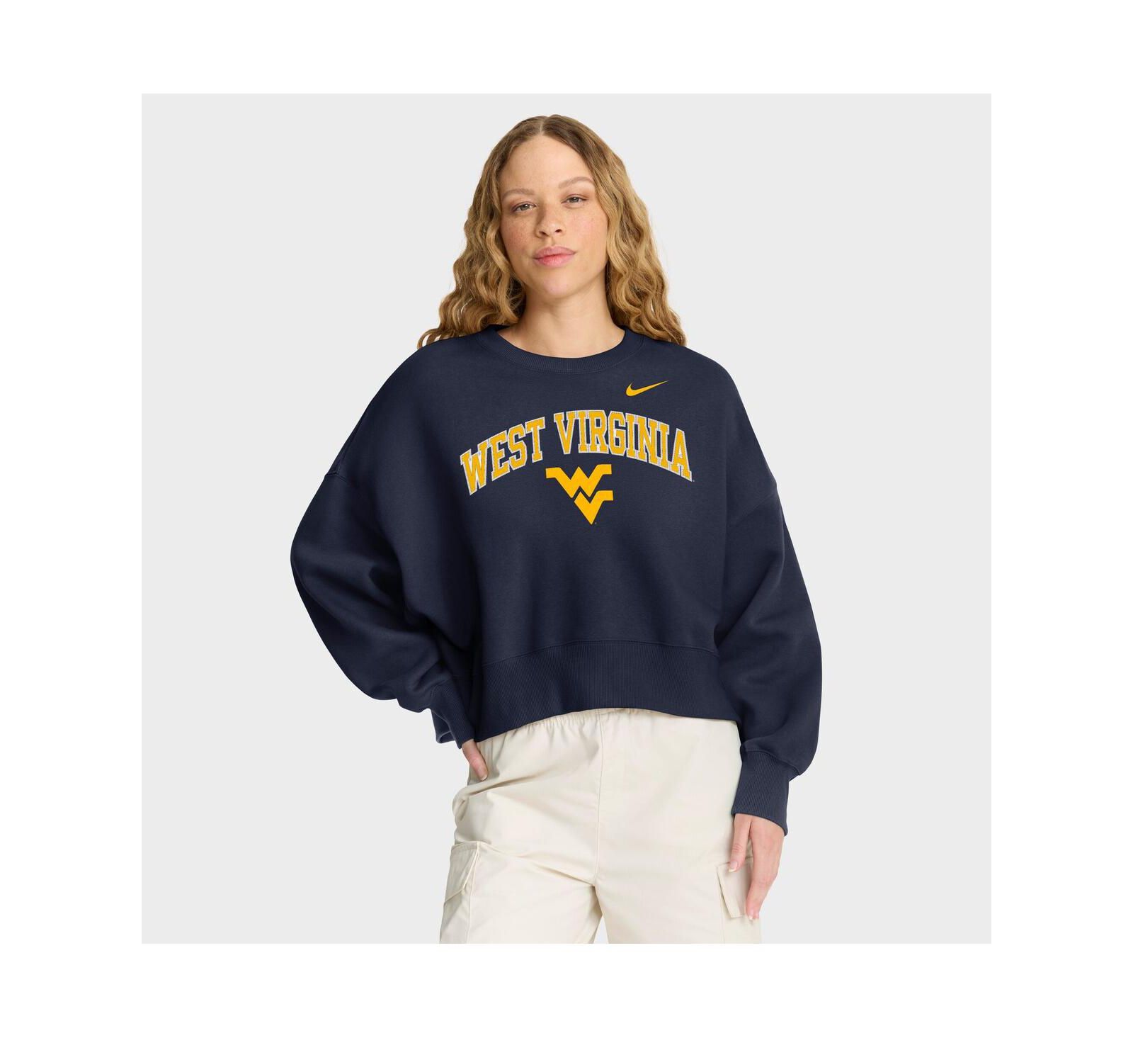 Nike Women's Navy West Virginia Mountaineers Oversized Phoenix Arch Pullover Sweatshirt