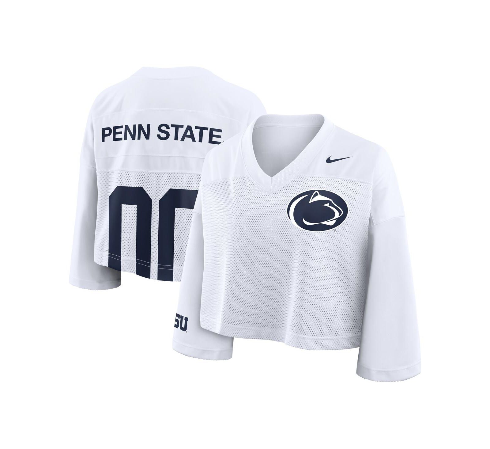 Nike Women's White Penn State Nittany Lions Cropped Mesh Dri-FIT Fashion Jersey