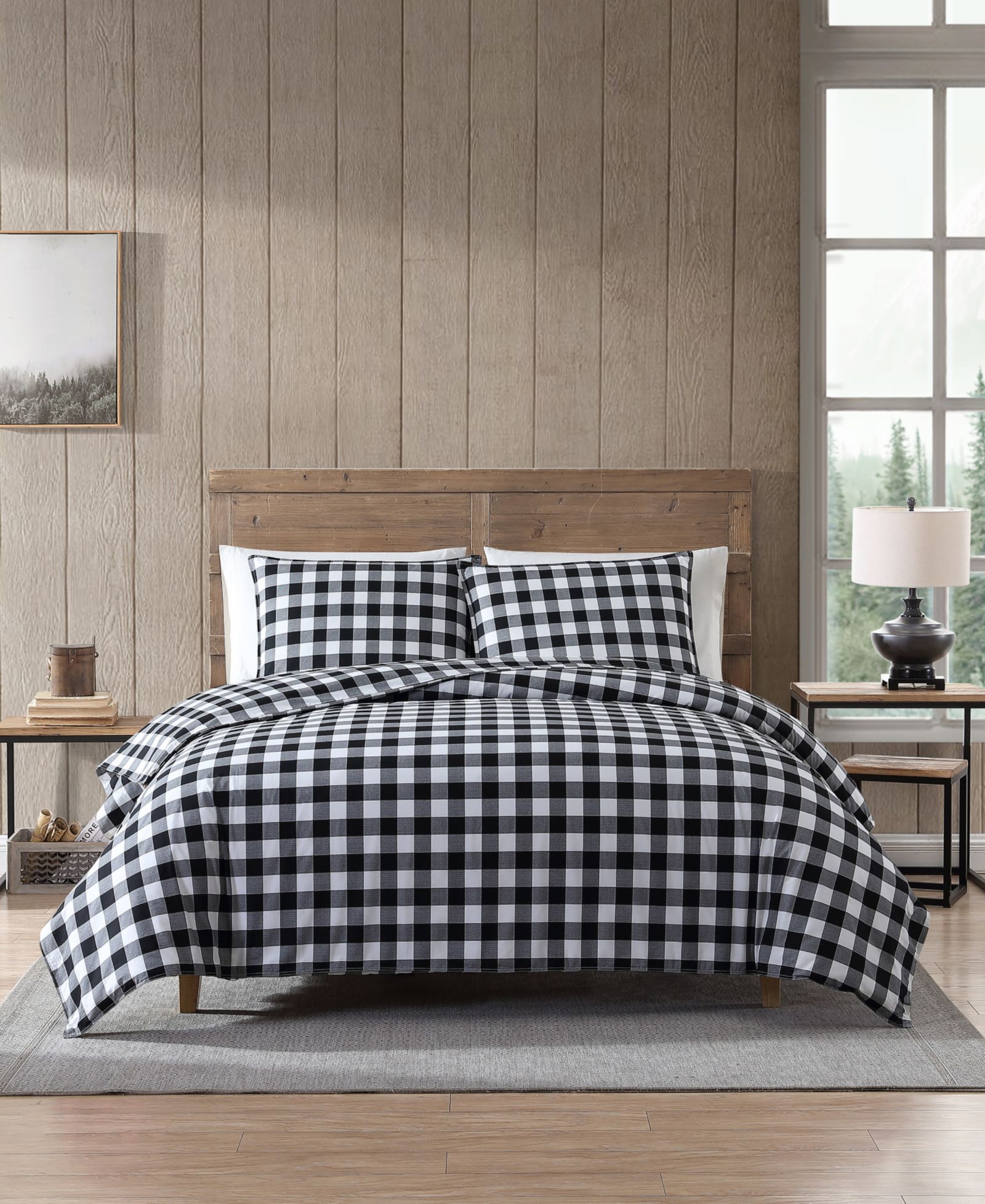 Eddie Bauer Mountain Plaid Cotton Reversible 3 Piece Comforter Set, King