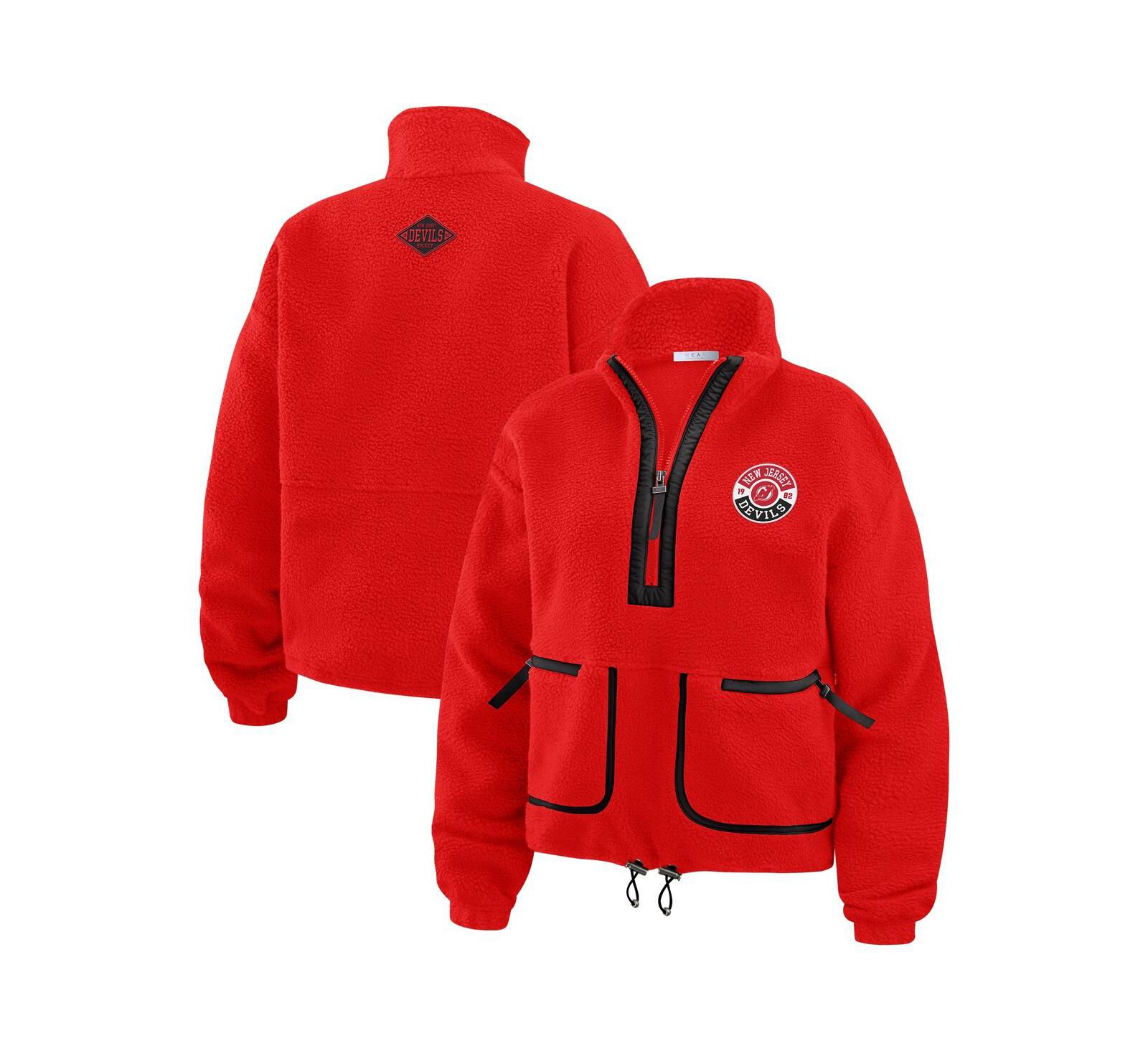 WEAR by Erin Andrews Women's Red New Jersey Devils Polar Fleece Half-Zip Jacket