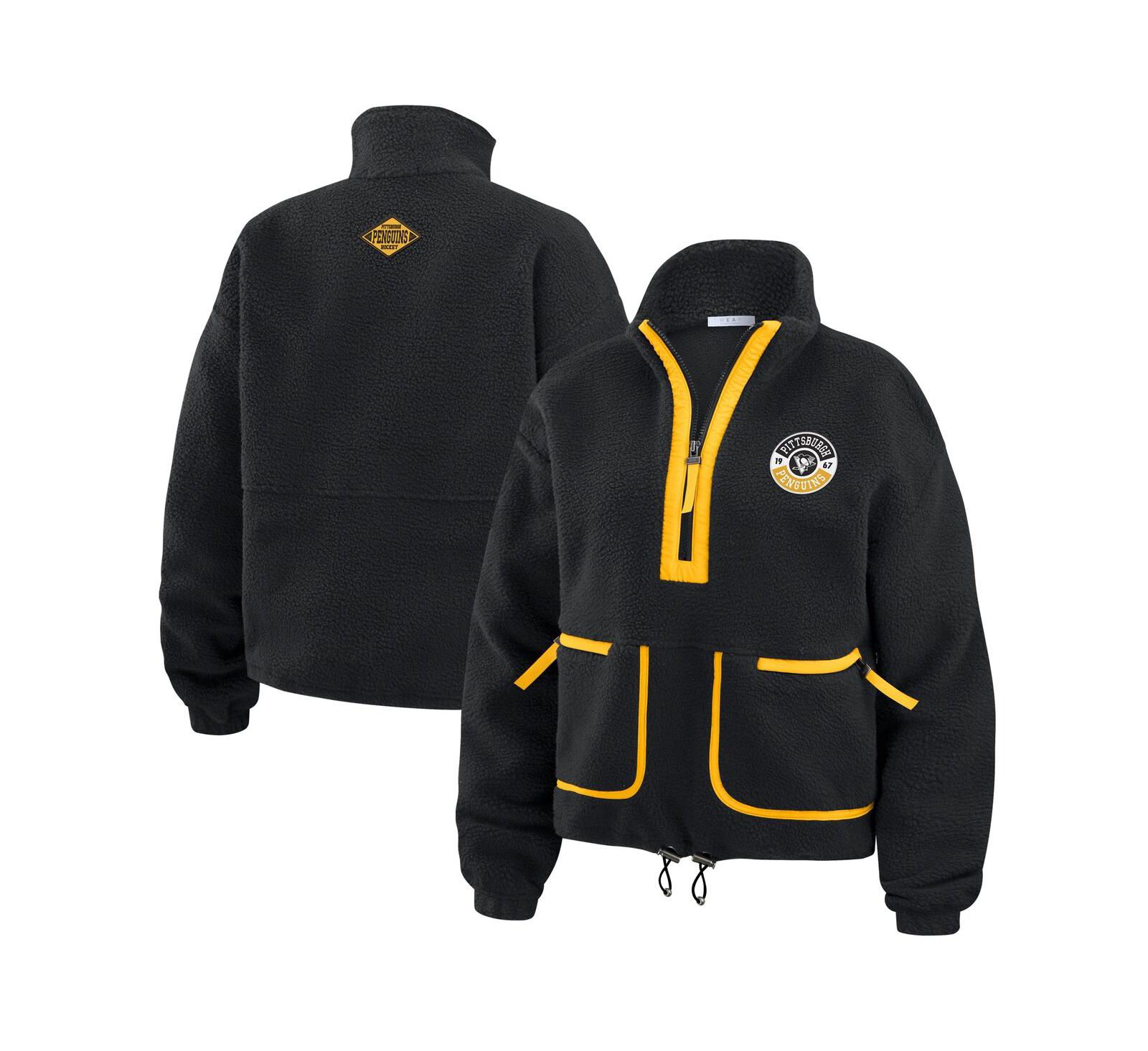 WEAR by Erin Andrews Women's Black Pittsburgh Penguins Polar Fleece Half-Zip Jacket