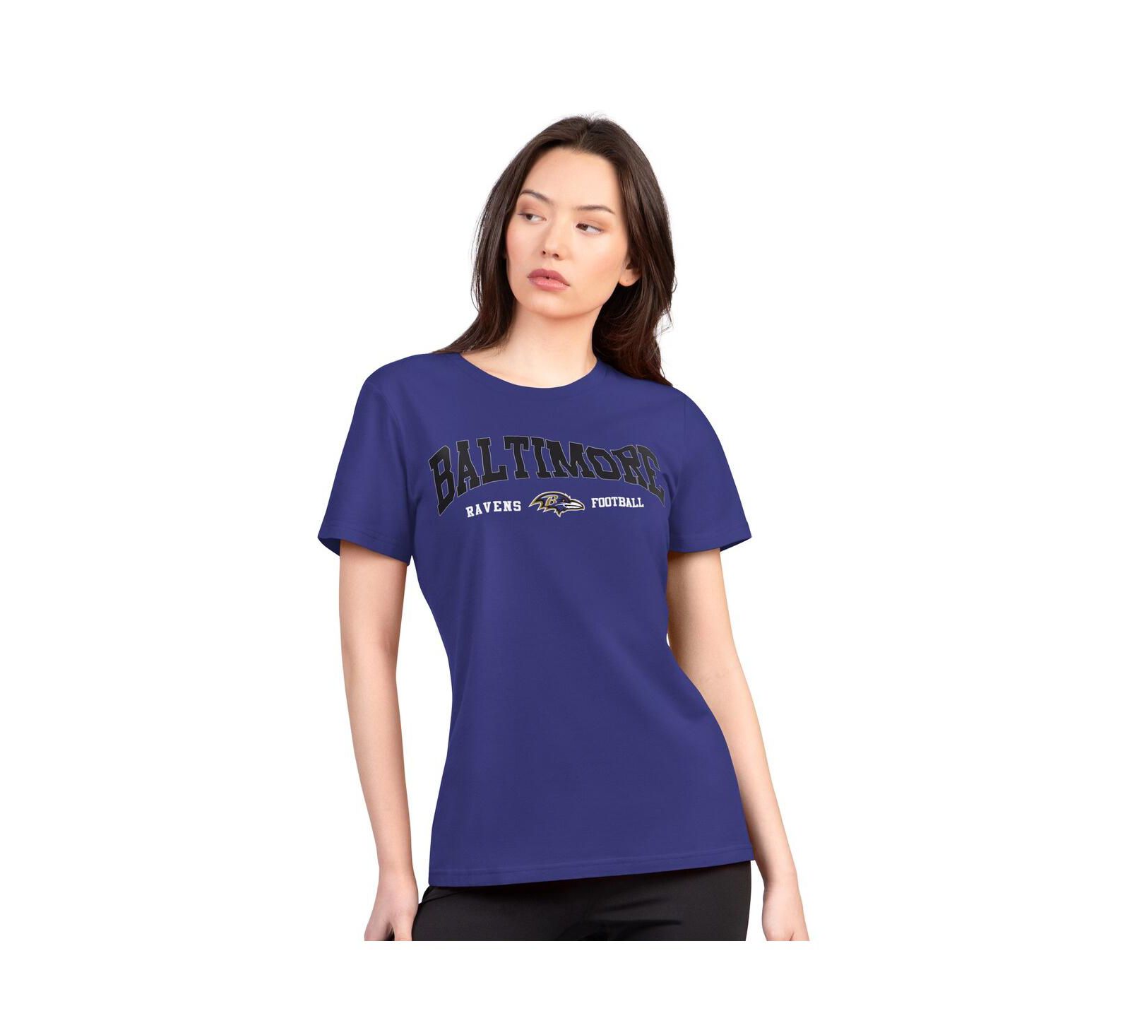 G-III 4Her by Carl Banks Женская футболка Crew T-Shirt Super-Slim Lightweight Winning Purple Baltimore Ravens