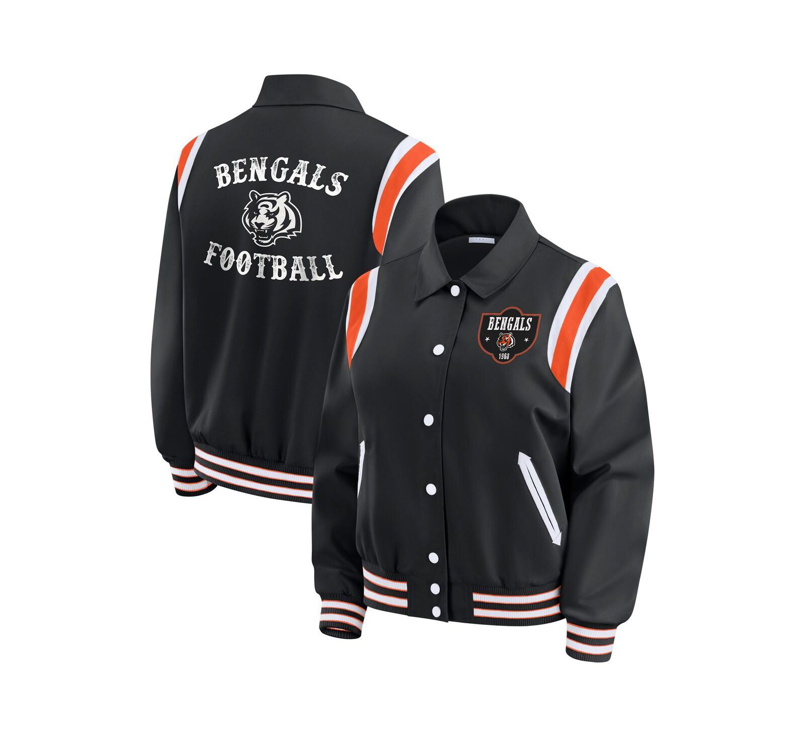 Женский легкий куртка WEAR by Erin Andrews Cincinnati Bengals, на кнопках, черная