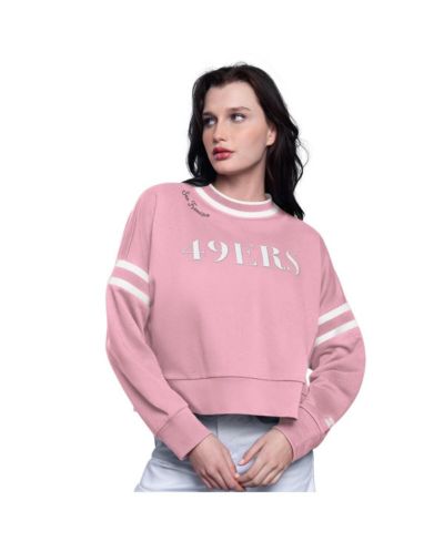 Starter Women's Pink San Francisco 49ers Power Play Cropped Pullover Sweatshirt