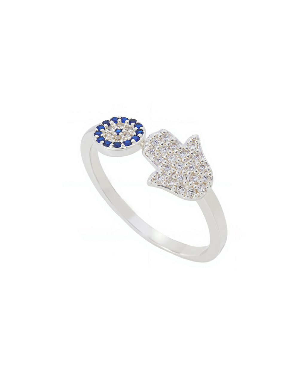Unwritten Кольцо с цирконием в стиле Hamsa и Evil Eye