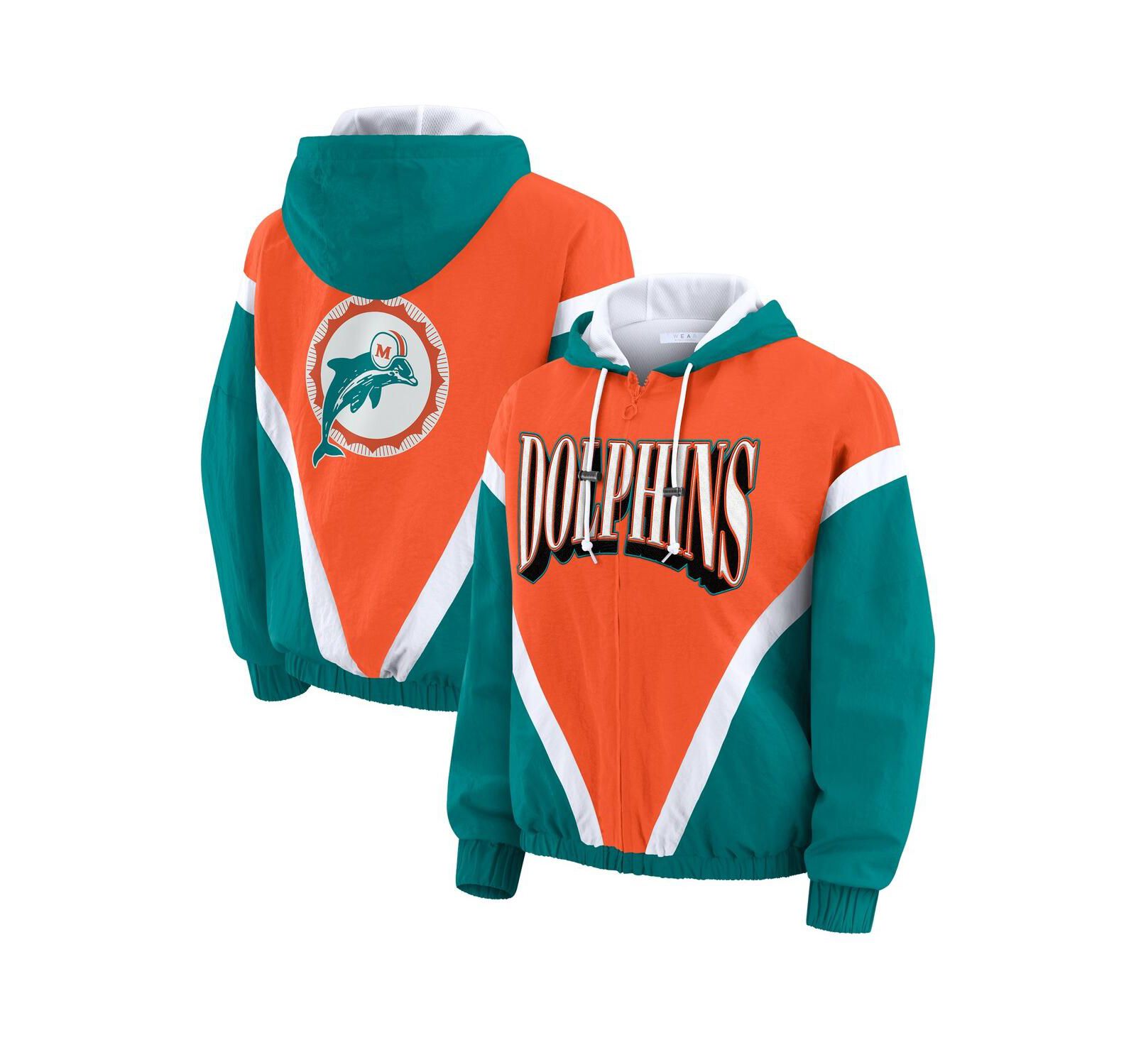 WEAR by Erin Andrews Женский винтажный ветрозащитный худи-куртка Miami Dolphins