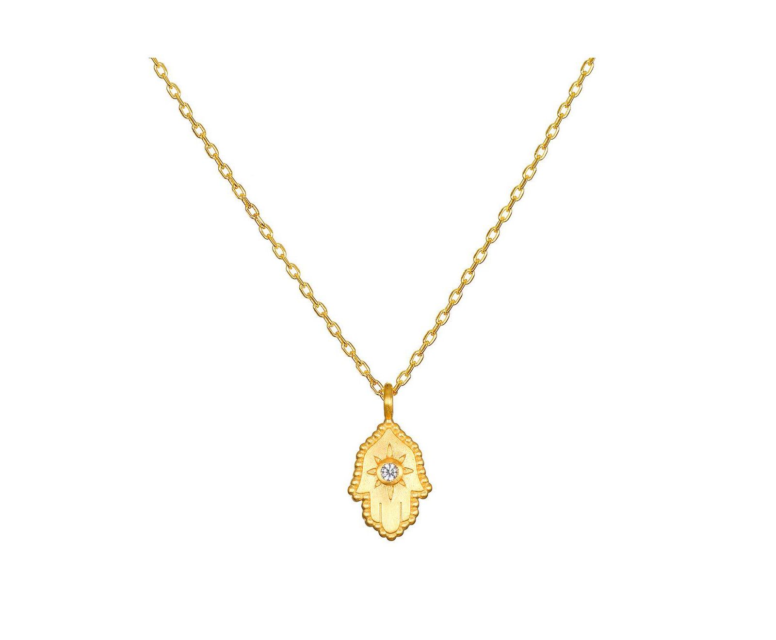 Satya Jewelry Защитное ожерелье Protective Hand Topaz Hamsa