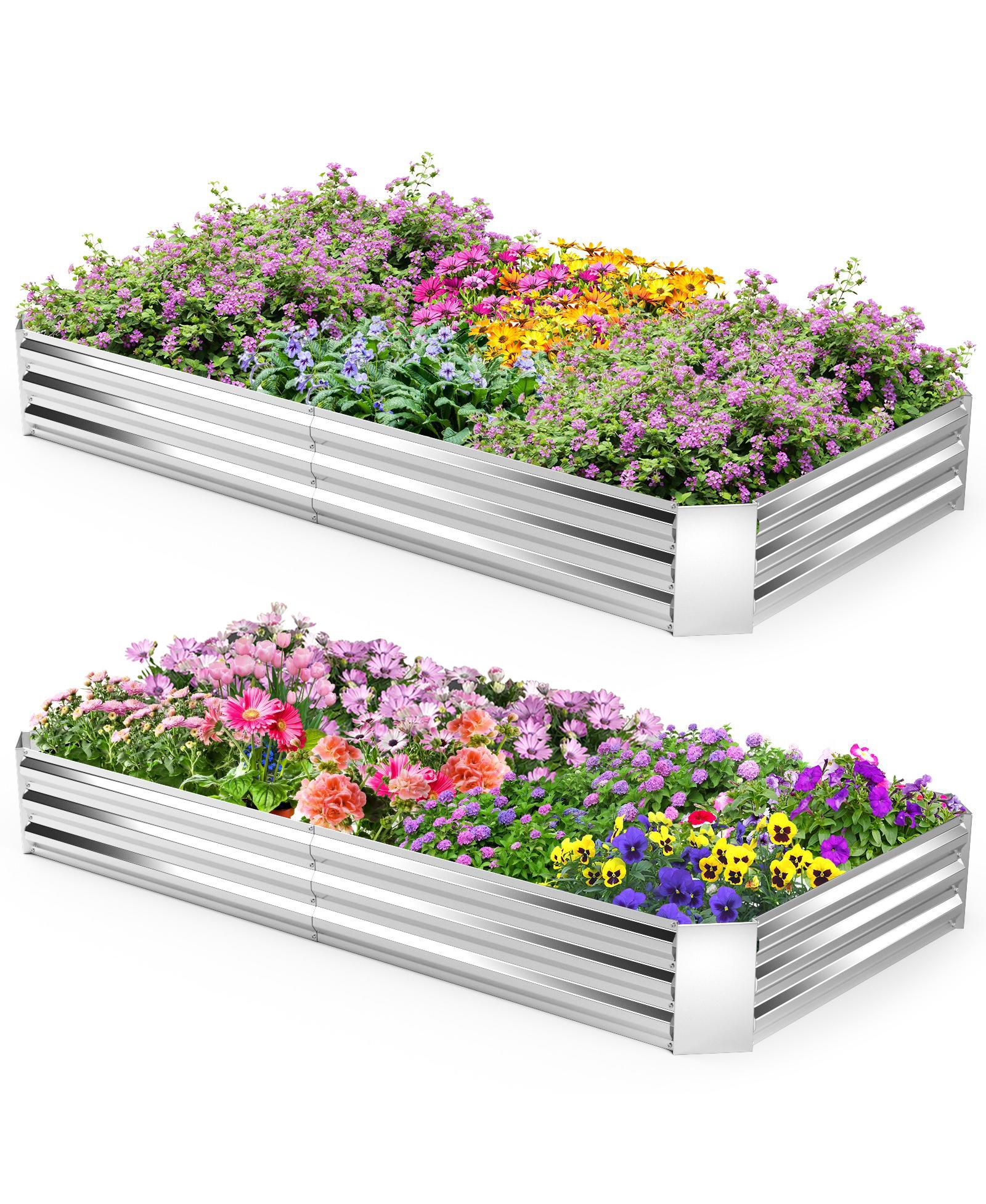 Gymax 2 шт. приподнятая садовая грядка Galvanized Raised Garden Bed 8 x 4 x 1FT