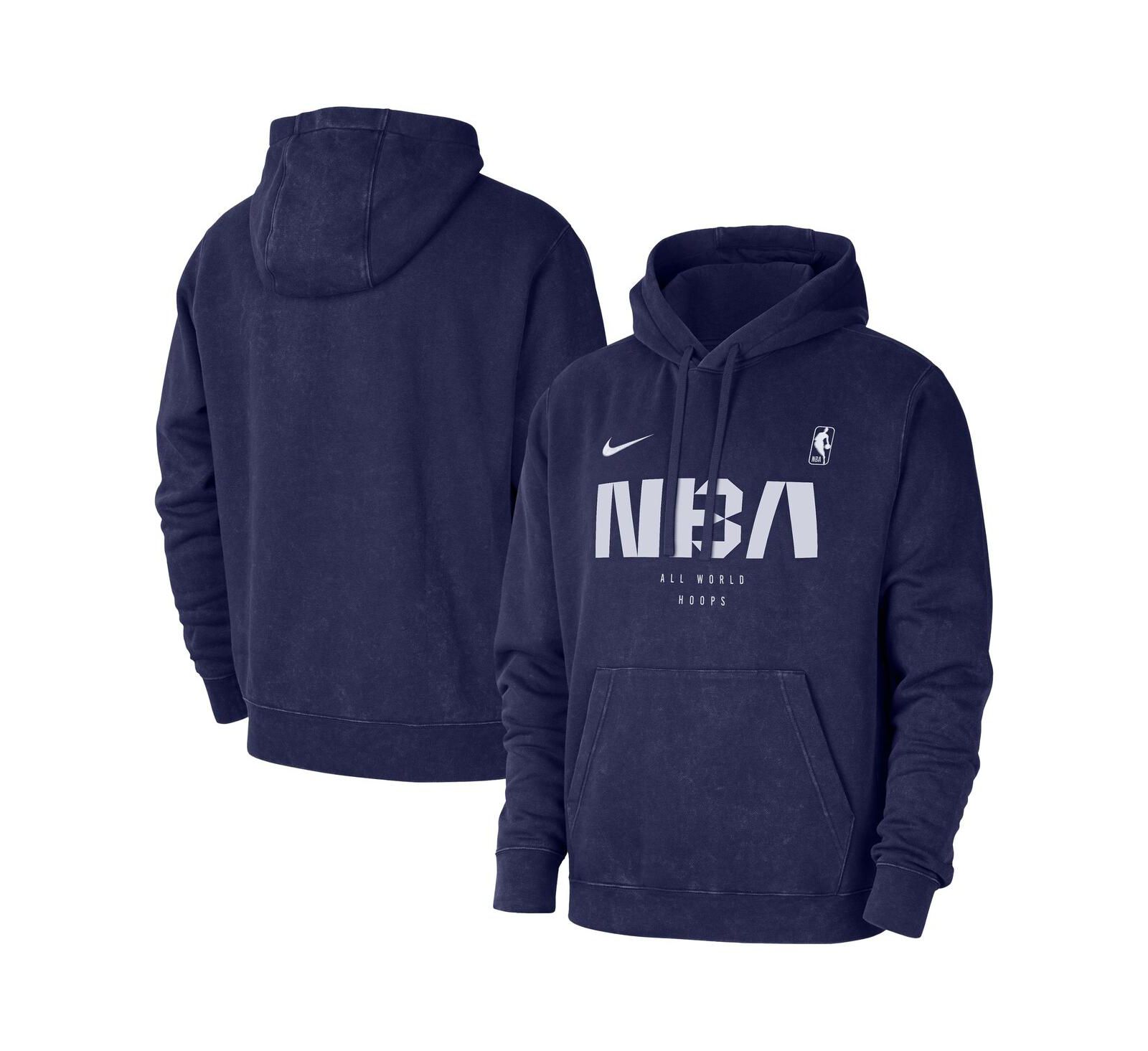 Nike худи NBA All World Hoops Club Washed Pullover, мужской, синий
